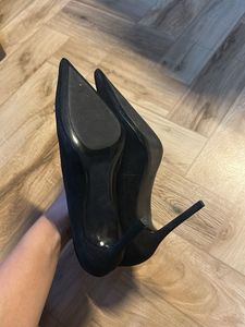 Mango Black Pointed Satin Heels
