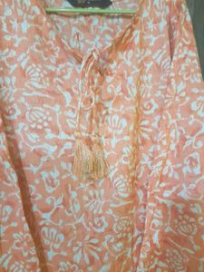 Coral Floral Print Kurti 🏵🏵