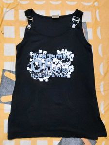 Black Graphic Tank Long Top