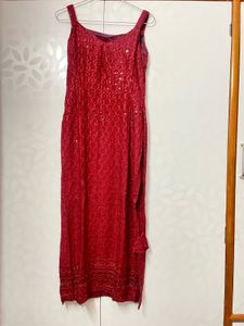Chikankari Maroon Kurti