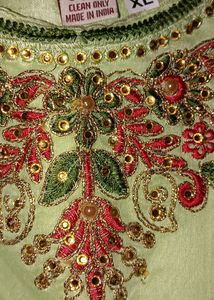 Premium Quality Chanderi Long Embroidery Dress Set