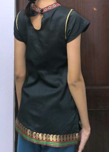 Embroidered Neckline Top