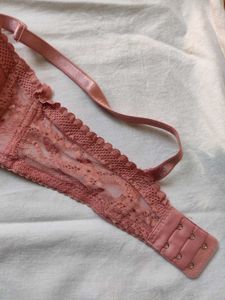 Baby Pink Padded Lace Bridal Bra For Women