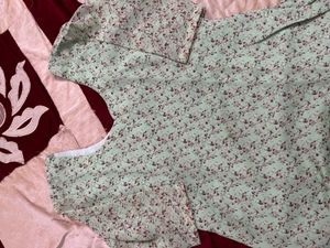 Coffee Colour Beautiful Flower Print On Kurti