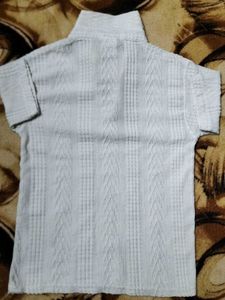 Boys White Cotton Blend Shirt