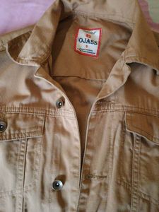 Khaki Color Denim Jacket For Men