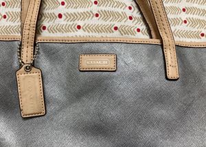 coach park metro baby blue tote purse