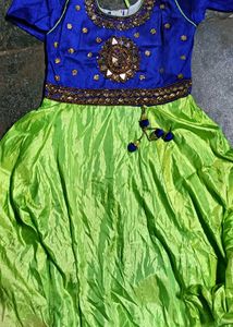 Blue Mirror Work Girl frock