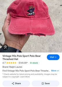 Vintage 90s Sport Polo Bear Thrased Hat