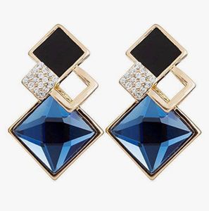 Royal Blue And Black Crystal Earrings