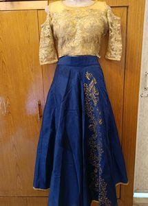 Ira Soleil Beige And Blue Lehenga For Sale