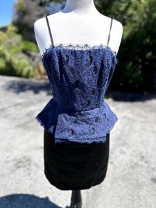 Navy Lace Peplum Dress