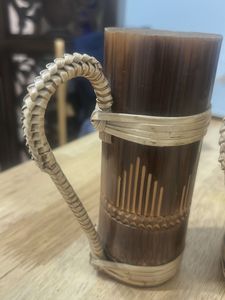 Bamboo Mugs with Woven Handles