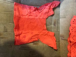 GAP Coral Eyelet Top &amp; Skirt Set