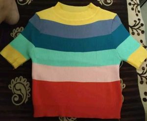 Colorful Striped Knit Top