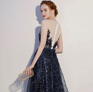 Navy Blue Banquet Evening Dress