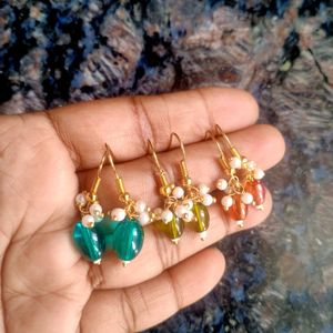 Three Pairs Of Beads hanging Earrings