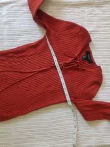 FOREVER 21 Ribbed Knit Lace-Up Top