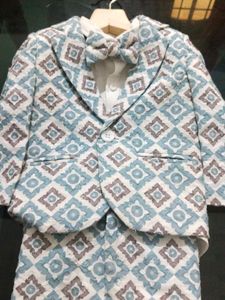 Boys Blue Patterned Suit Set