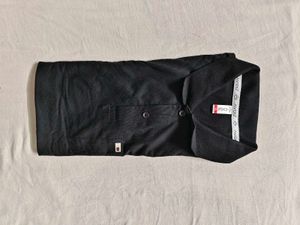 Size 40/42 Black Collar Rib Half Sleeve T- Shirt