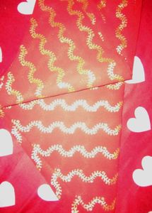 Red &amp; Gold Print Fabric Rajput Dress Material