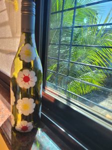 Wine Bottle With Floral Painting