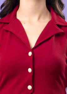 Red Sleeveless Waist Top