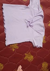 Cute Lilac Tie-Front Crop Top