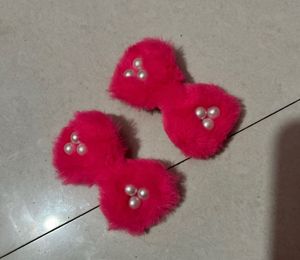 Pink Fuzzy Hair Clips