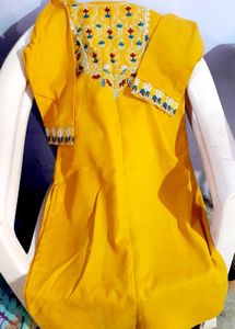 Yellow Embroidered Kurta with pant