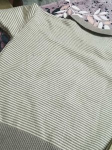 Striped Knit Collared Sweater