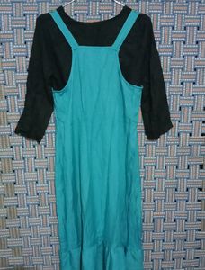 Blue Sleeveless Dress With Black Tshirt