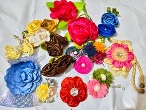 Mix Colour Fabric Flowers 16 pcs