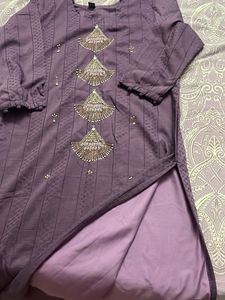 Embroidered Purple Kurta