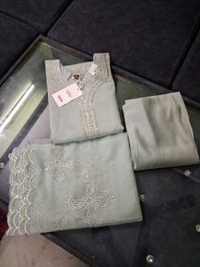Elegant Green Embroidered Kurta Set