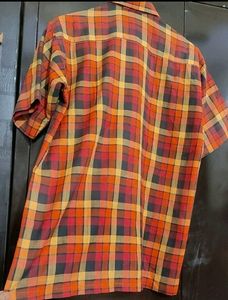 Coral Color Check Print Shirt For 40 Chest