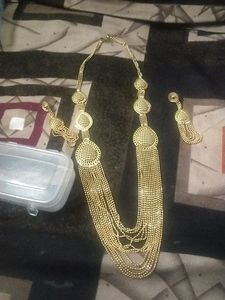 Artificial Gold Neck Set With Free Black Bracelet