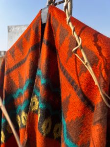 Boho Chic Red Poncho Wrap