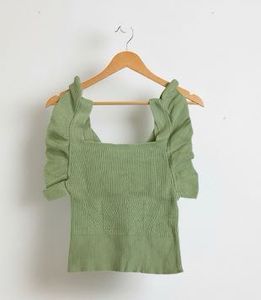 Cute Green Ruffle Top