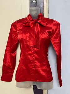 Red Silk Shirt Top