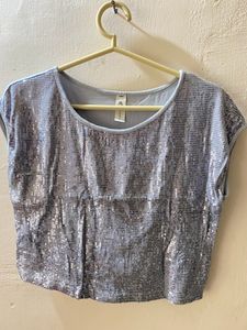 Silver/grey Party Crop Top