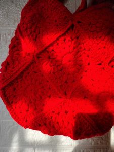 Red Crochet Tote Bag