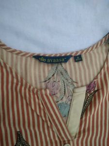 Striped Floral Print Kurti