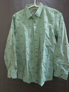 Men's Light Green Car Print Shirt