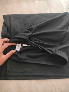 Gathered Midi Slit Skirt