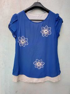 New With Tag Blue Floral Korean Cute top