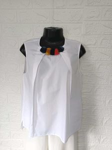 Zara Pure Cotton White Sleeveless Top