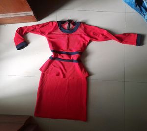 🎄 Cute Red Dress Stretchable Sweater Winter Wear