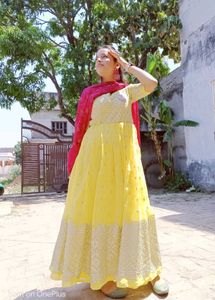 Yellow Ethnic Gown with duppta