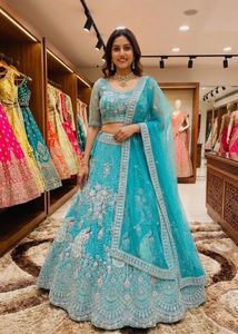 Green Embroidered Lehenga Choli with Dupatta